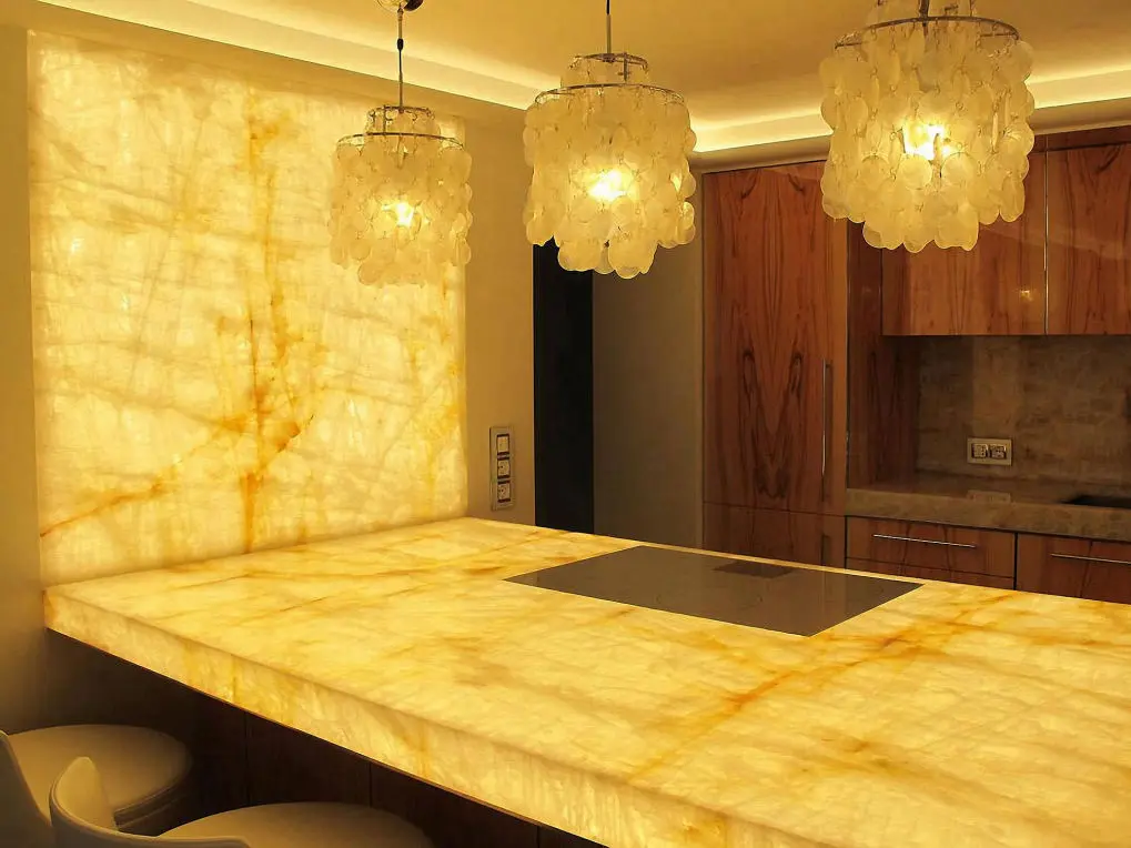 Villa featuring luxury marble - Backlit table and wall